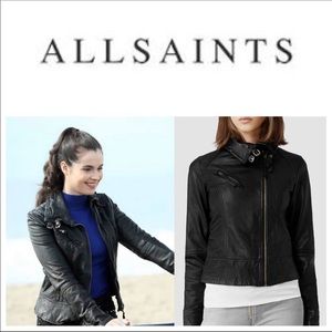 ALL SAINTS Brown Leather Belvedere Moto Jacket  Size 4 XS